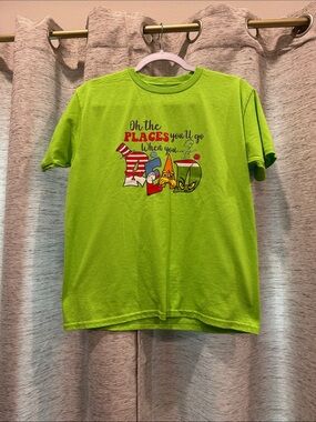 🚨2/$10🚨Kids Graphic Tee - Lime Green "Oh the Places You'll Go"